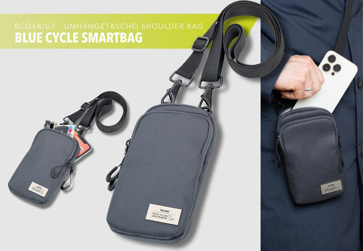 Troika BLUE CYCLE SMARTBAG, Recycled Ocean Plastic Smart Phone Bag