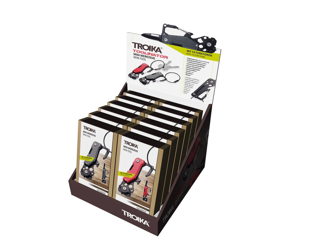 Troika Cardboard Counter Display with Twelve Item KTL25 Toolinator Mini Multi-tool Assorted Colors