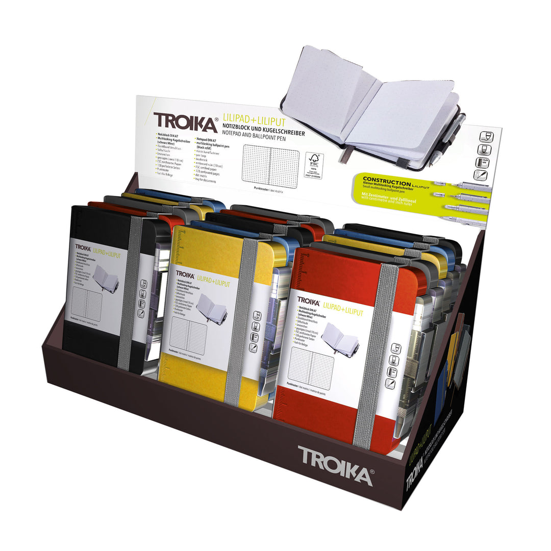 Troika Cardboard Counter Display with Fifteen Item NPP25 Liliput & Lilipad Mini Notebook and Pen Assorted