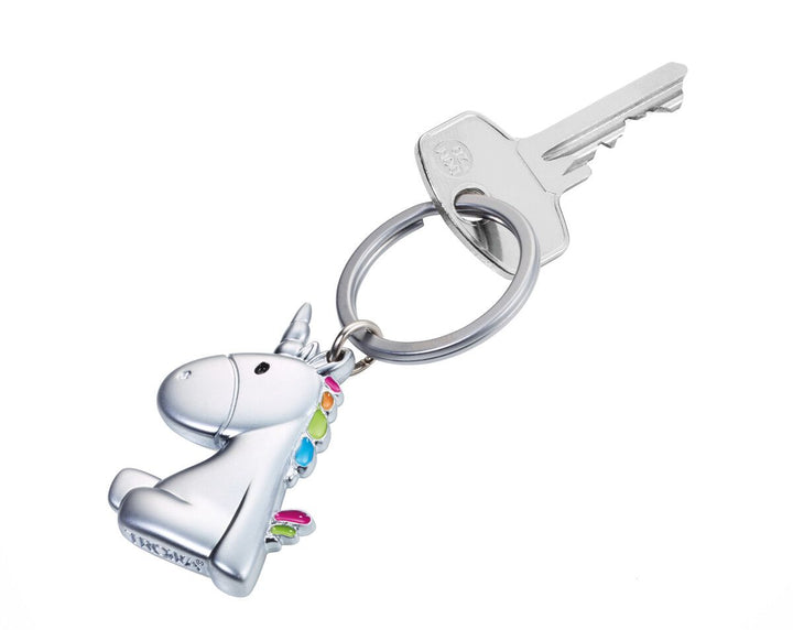 Troika Unicorn Charm Keyring with Spectrum Finish