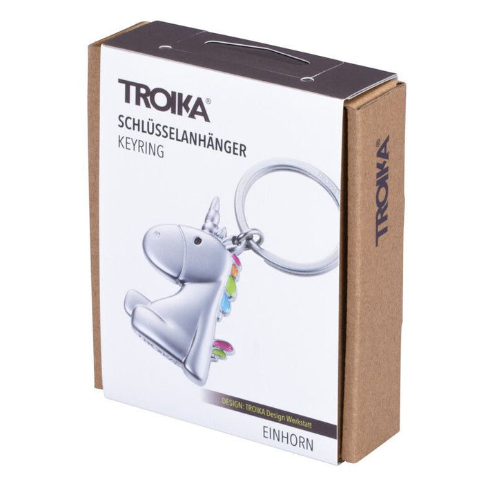 Troika Unicorn Charm Keyring with Spectrum Finish