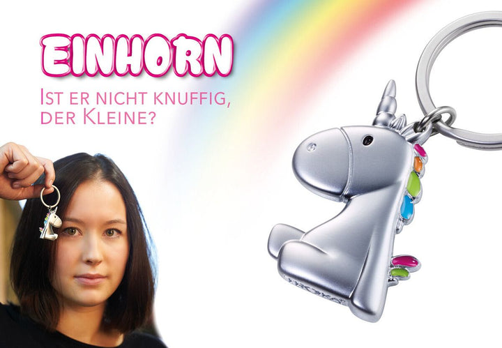 Troika Unicorn Charm Keyring with Spectrum Finish