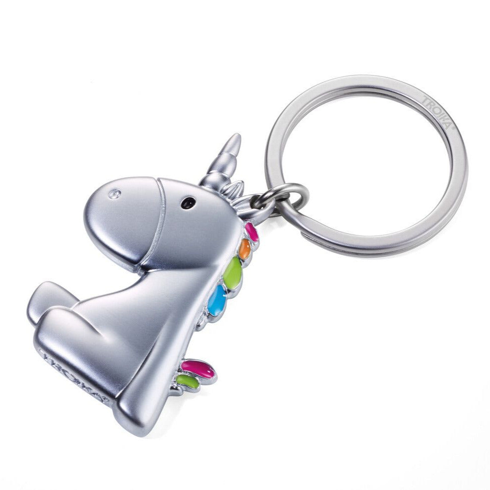 Troika Unicorn Charm Keyring with Spectrum Finish