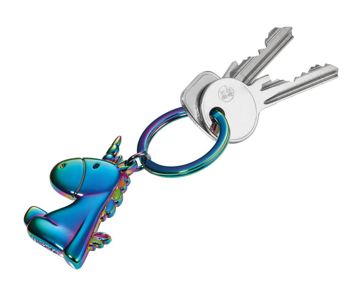 Troika Unicorn Charm Keyring with Spectrum Finish