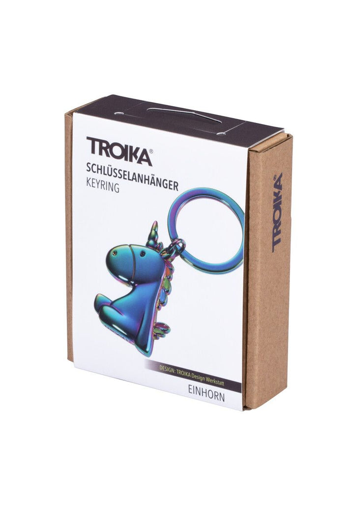 Troika Unicorn Charm Keyring with Spectrum Finish