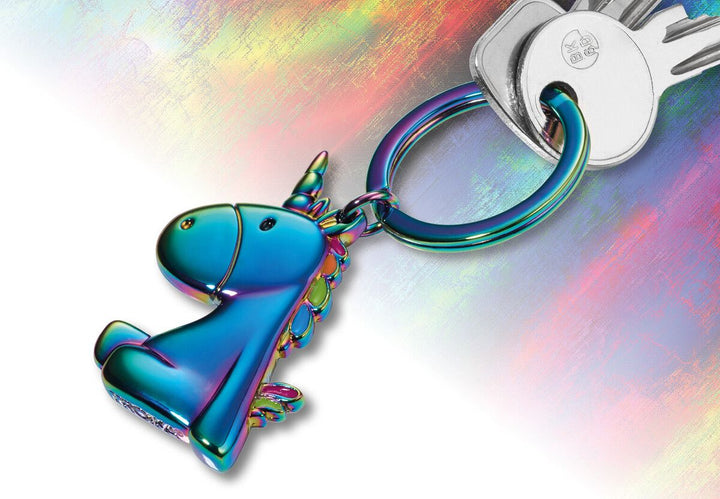 Troika Unicorn Charm Keyring with Spectrum Finish