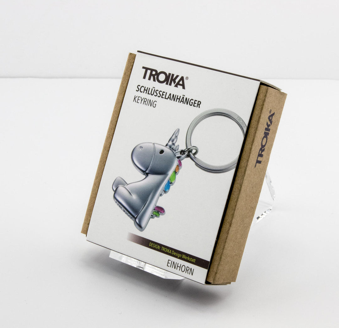 Troika Unicorn Charm Keyring with Spectrum Finish