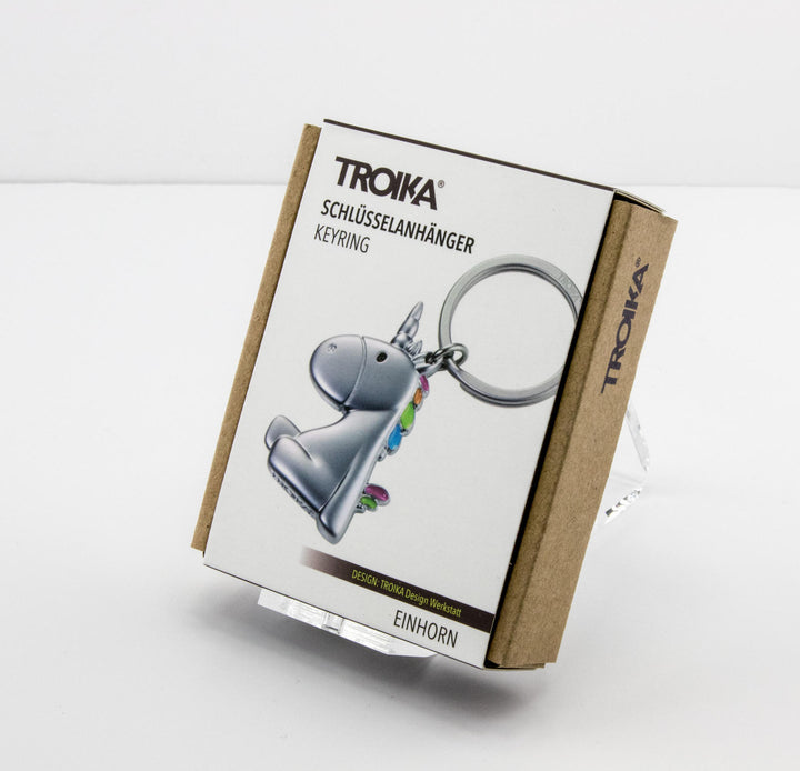 Troika Unicorn Charm Keyring with Spectrum Finish