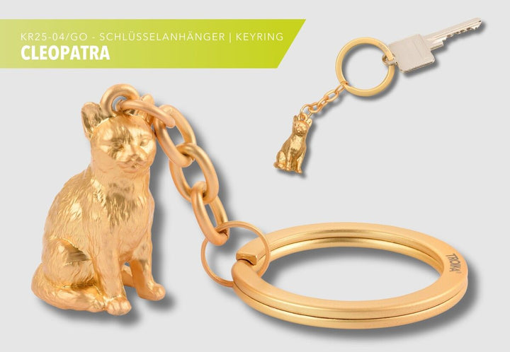 Troika CLEOPATRA, Cat Charm Keychain Mat Gold
