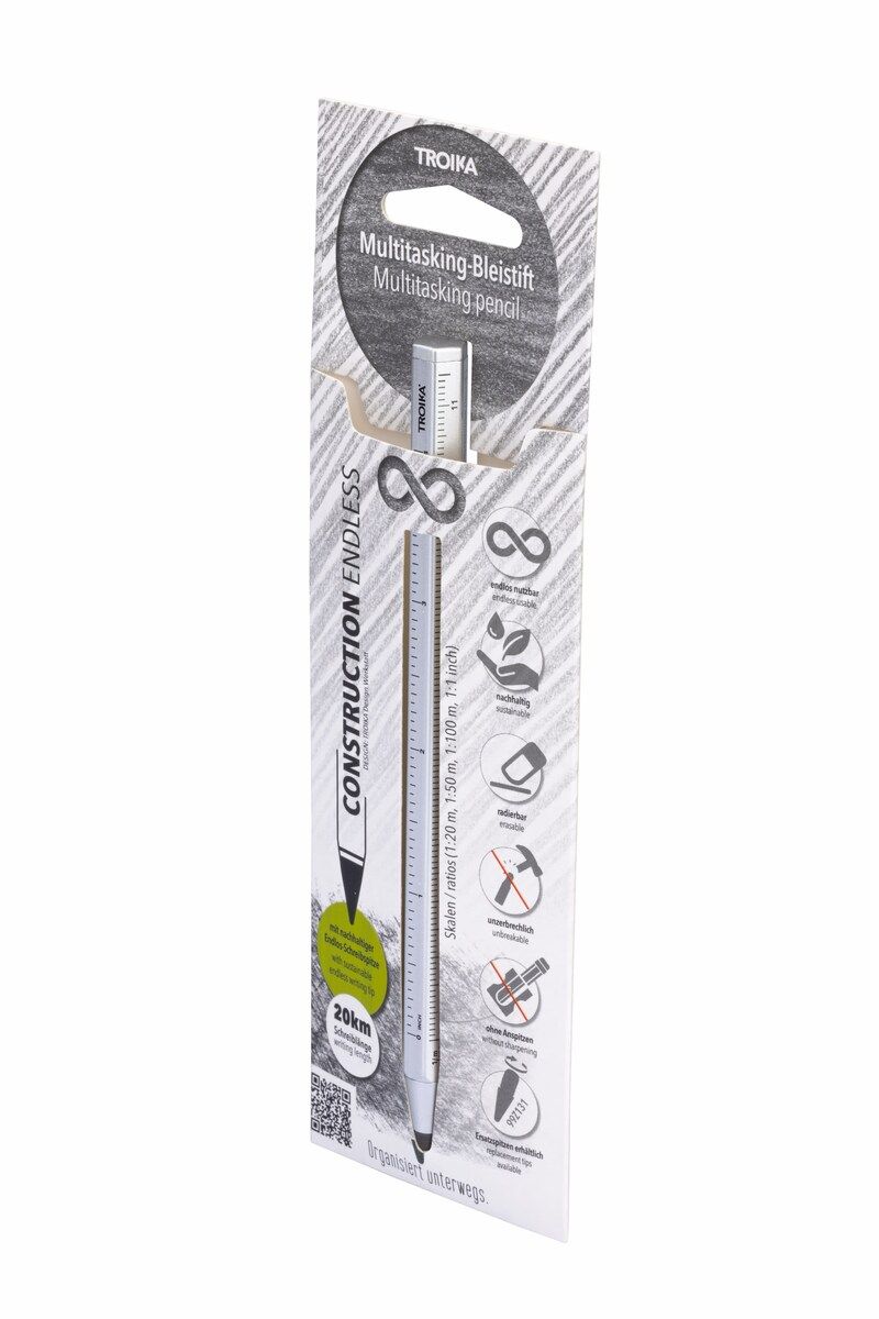 Troika Multi-Tasking Construction Endless Pencil 12.5 Miles of Writing Silver