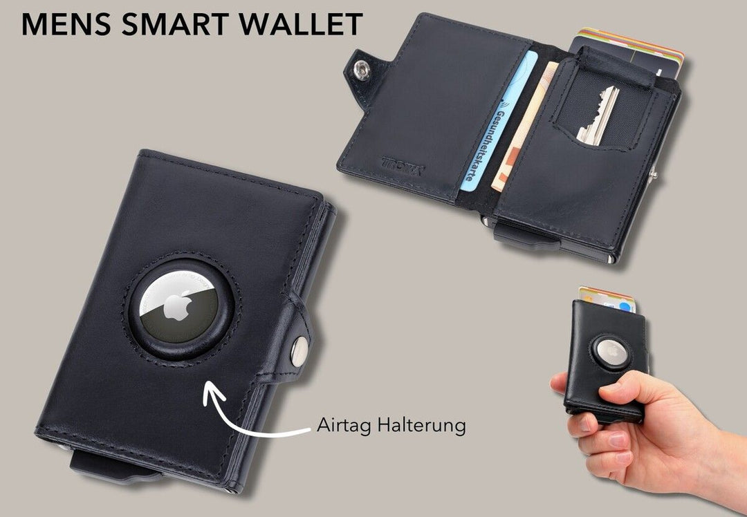 Troika Smart Wallet Genuine Leather RFID Protected with Air tag Holder