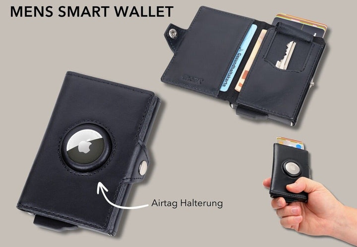 Troika Smart Wallet Genuine Leather RFID Protected with Air tag Holder