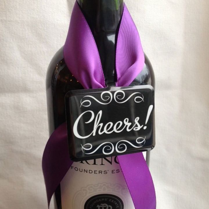 Vintage Metal Gift Tag Cheers Set of Five