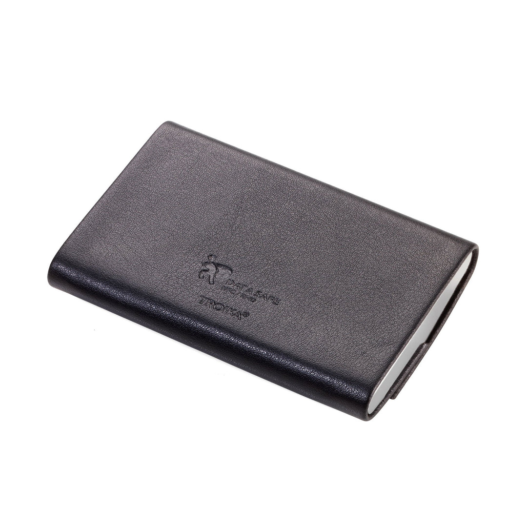 Troika Sophisticase RFID Protected Card Case Item CCC05/BK Black Vegan Leather and Chromed Metal Shown Back