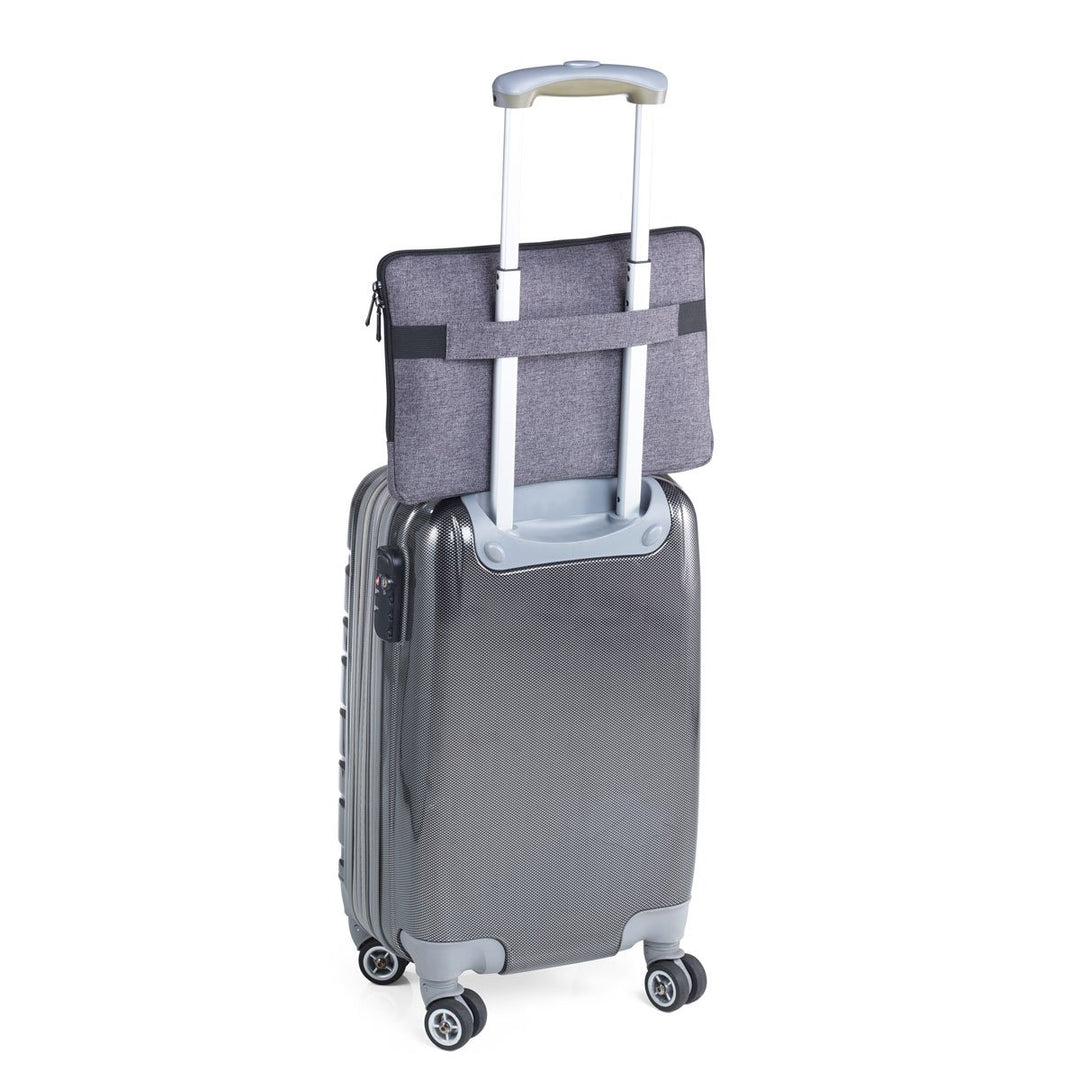 Troika Mon Carry Portfolio Bag attached to trolley luggage with integrated strap, IPC70/GY
