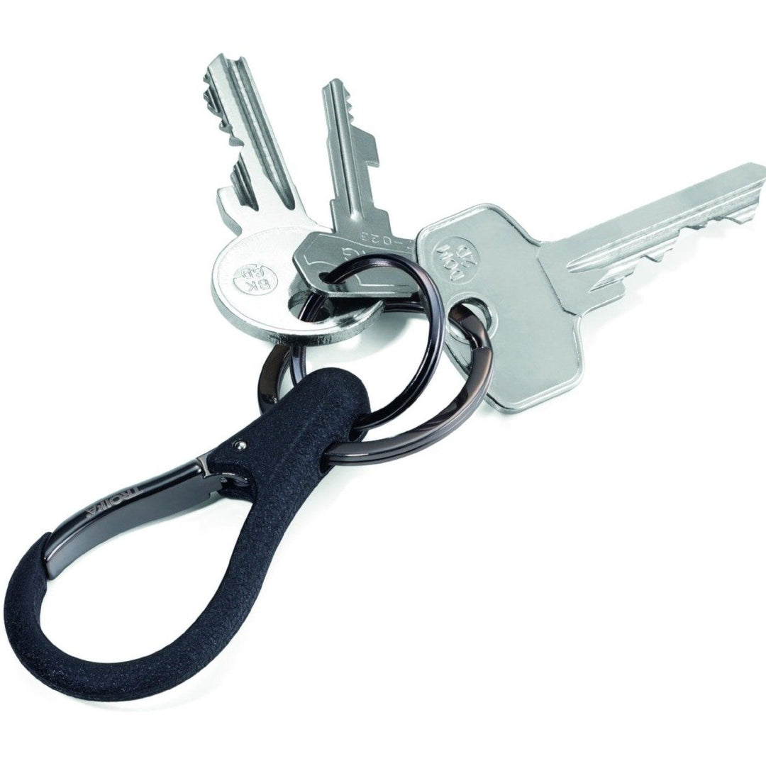 Troika Times Three Key Ring with Carabiner Clip and keys attached, KR17-09/GM