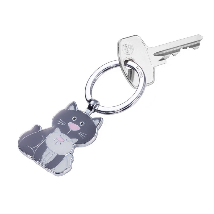 Troika Cat with Kitten Charm Key-ring Item KR18-04/GY with Key