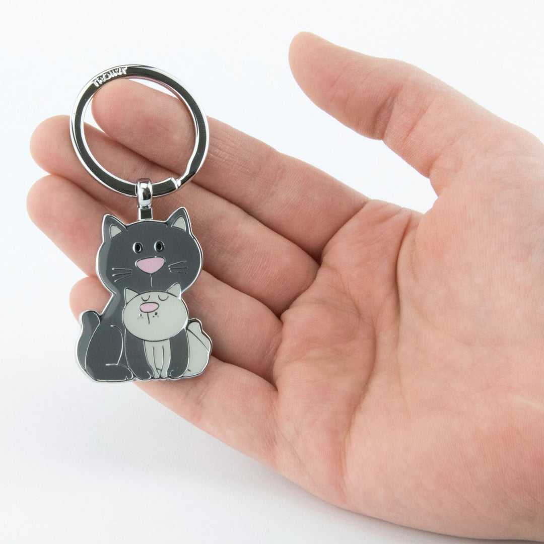 Troika Cat with Kitten Charm Key-ring