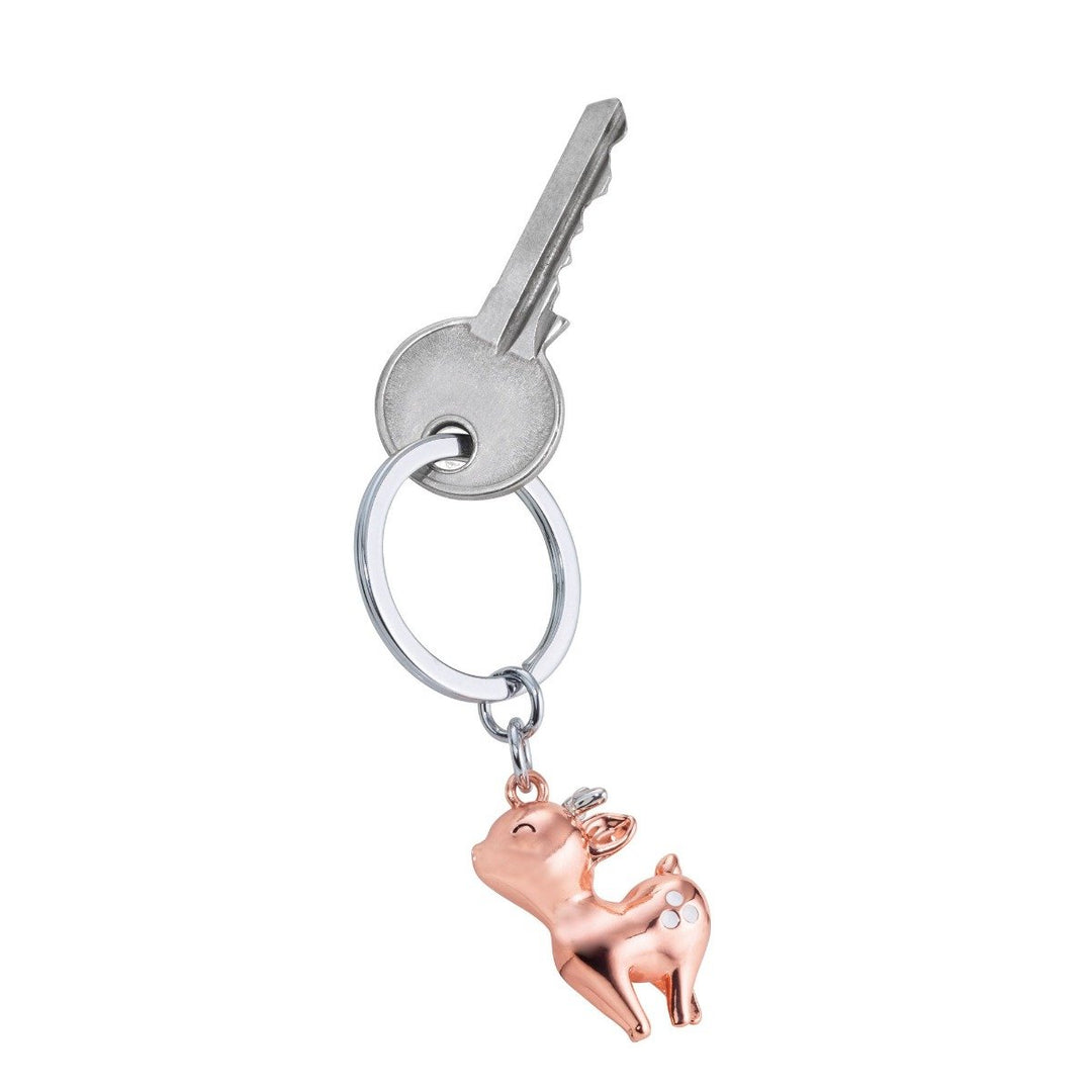 KR20-02/RG Rosie the Fawn Charm Keyring in Rose Gold with key