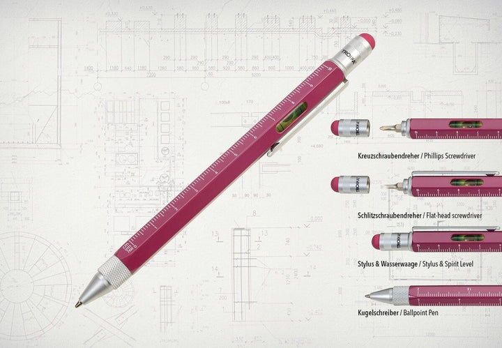 Troika Construction Pen PIP20, Multi-tool Ballpoint Pen Orchid Flower