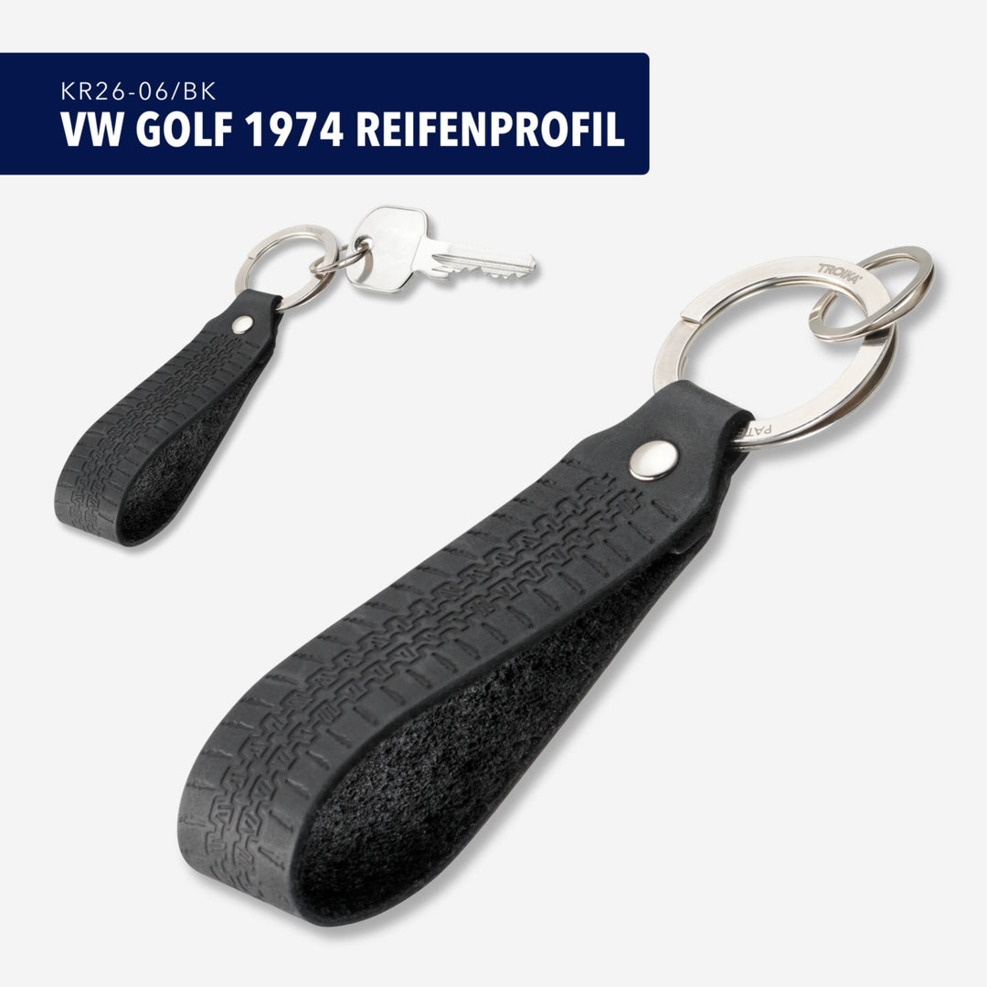 TROIKA VW Golf 1974 Tire Tread Leather Keychain with NAIL GUARD