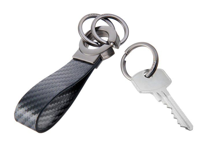 Troika Key-Click Leather Valet Keychain Black with Chrome