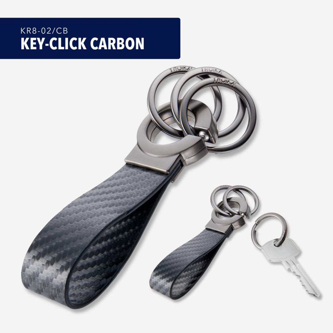Troika Key-Click Leather Valet Keychain Black with Chrome