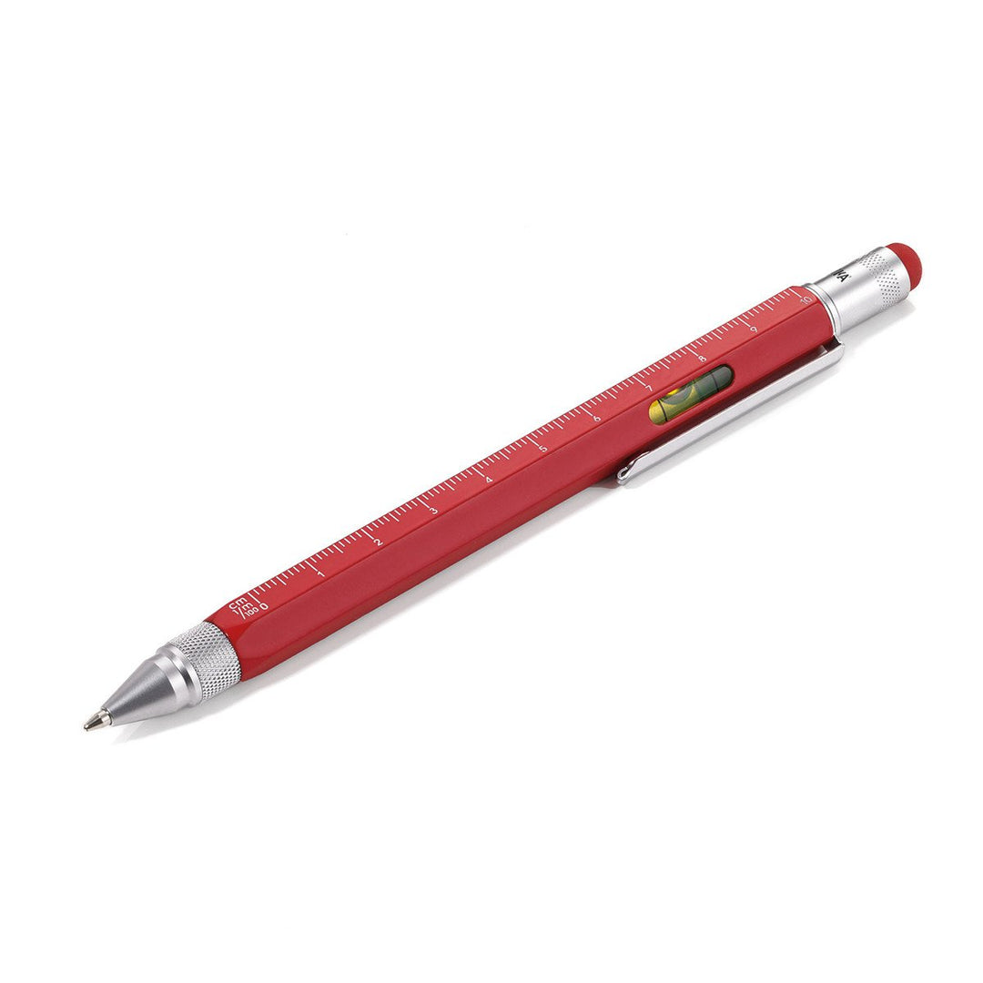 Troika Construction Ballpoint Pen Red - Image showing scales, Level and Stylus