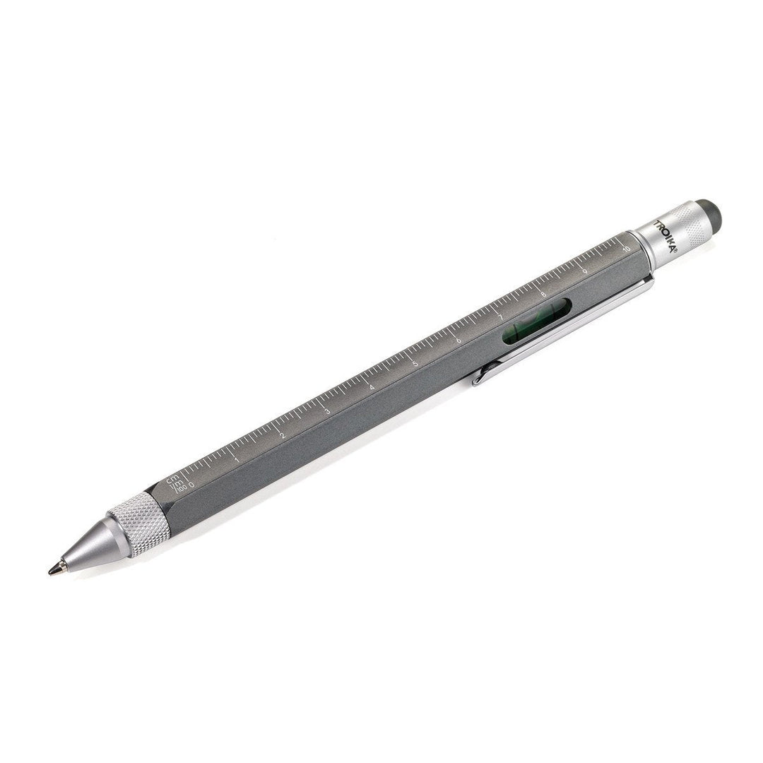 Troika Construction Ballpoint Pen Metallic Anthracite- Image showing scales, level and stylus