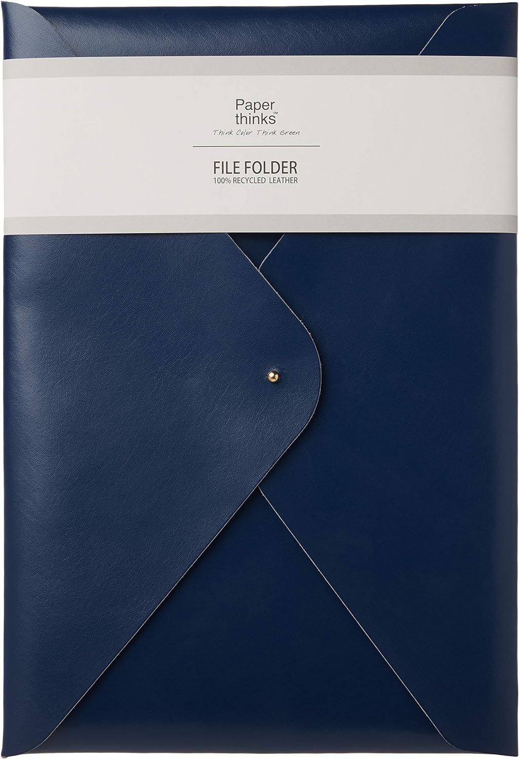 Paperthinks Recycled Leather A4 Letter Size Document Folder Navy Blue