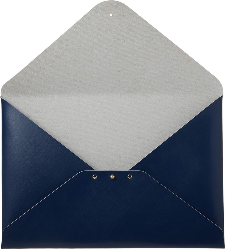 Paperthinks Recycled Leather A4 Letter Size Document Folder Navy Blue