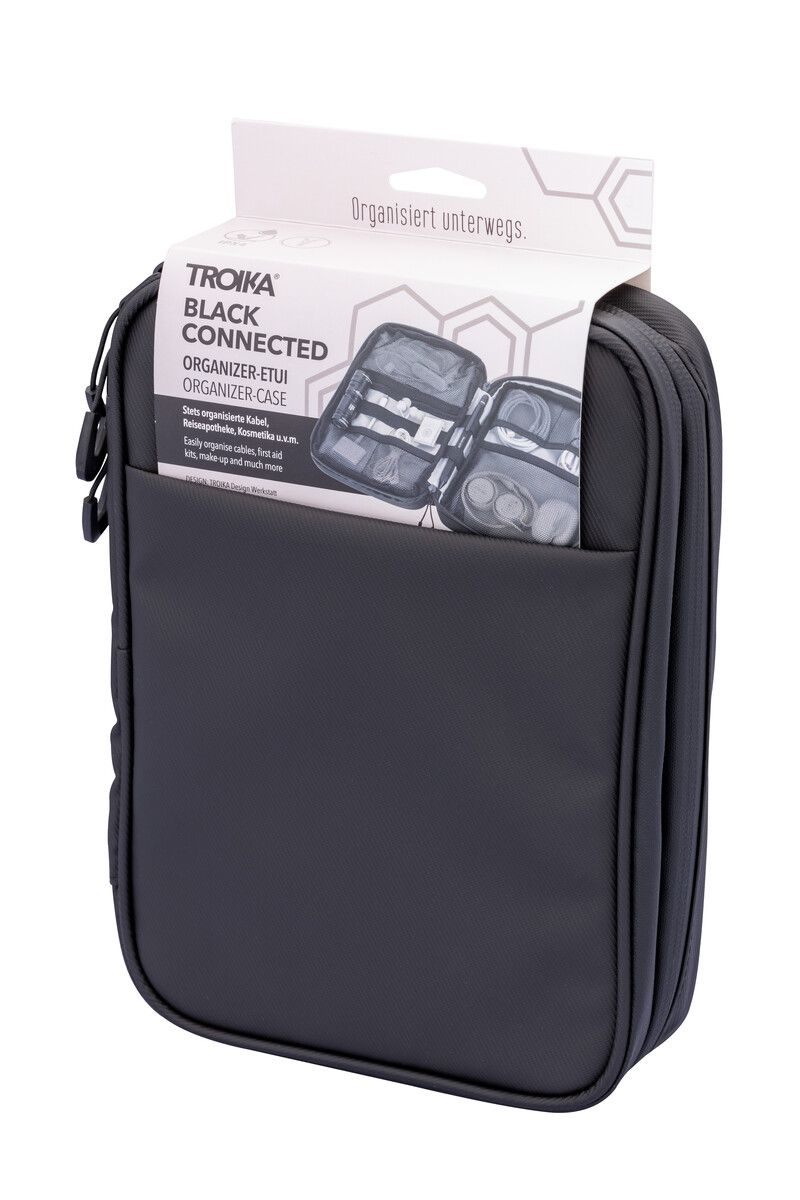 Troika Connected Tarpaulin Tech Accessory Organizer Black