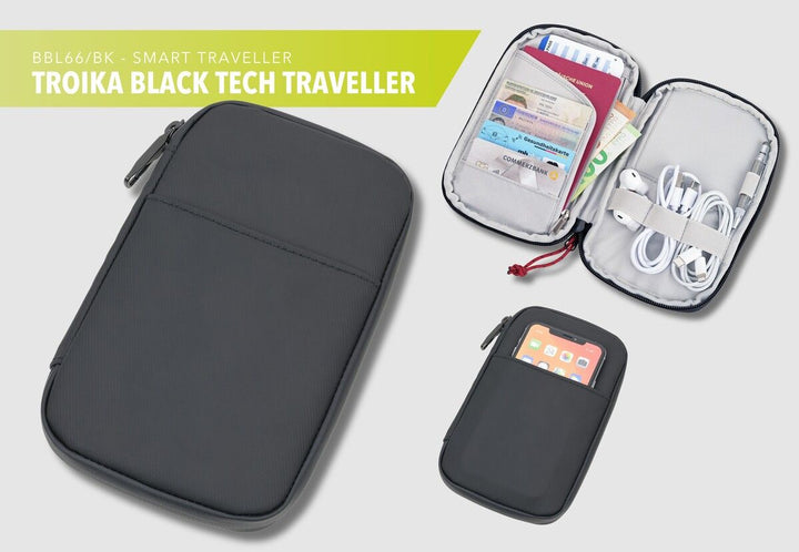 Troika BLACK TECH TRAVELER, Tarpaulin Tech Organizer Travel Wallet