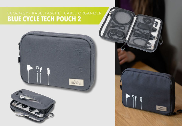 Troika BLUE CYCLE Zipper Tech Accessory Organizer With Imprint