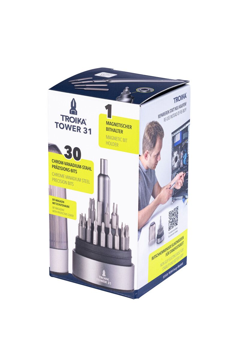 TROIKA BIT PEN TOWER 31  Precision Bit Set with Aluminum Stand
