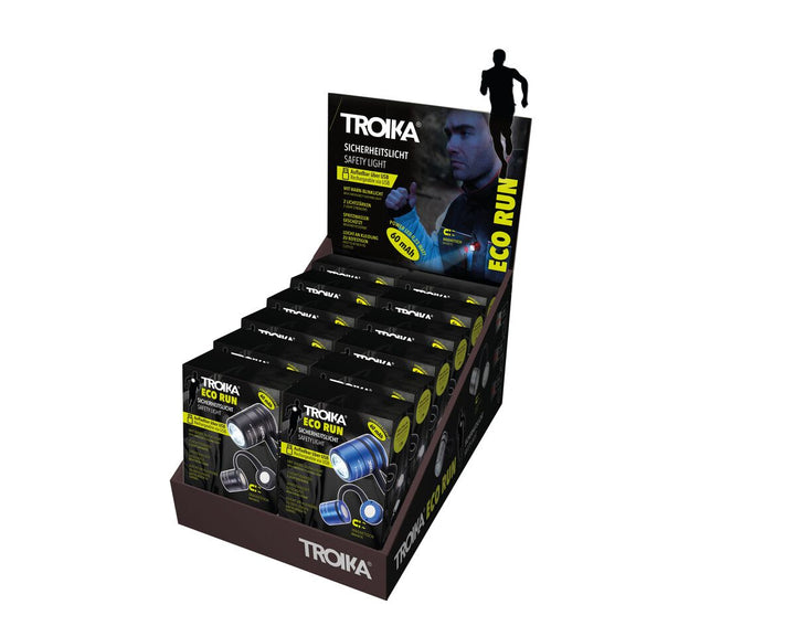 Troika Cardboard Counter Display with Twelve Item TOR90 Eco-Run re-chargeable LED Assorted