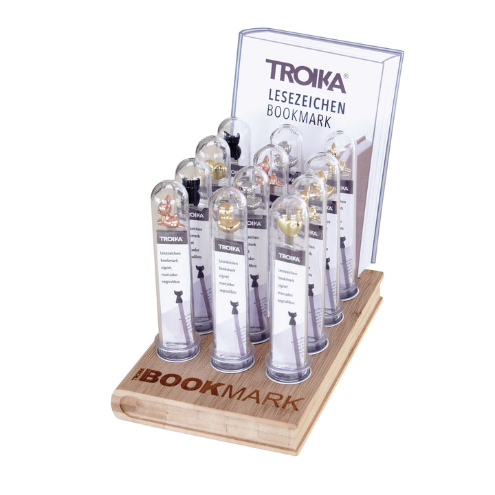 Troika Bamboo Counter Display with Twelve Item BKM Charm Bookmarks Assorted