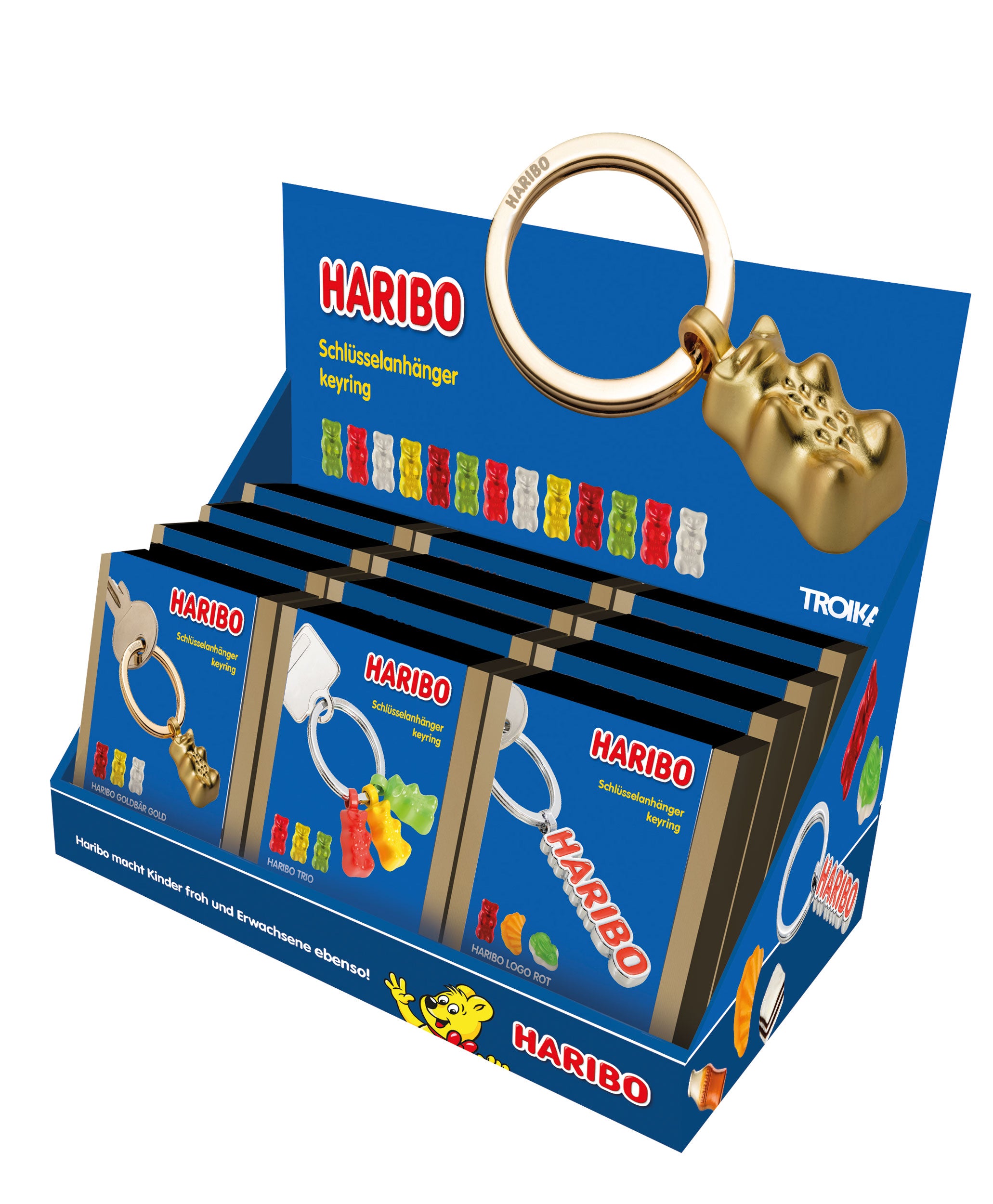 Troika Cardboard Counter Display 12 Haribo Keychains Assorted