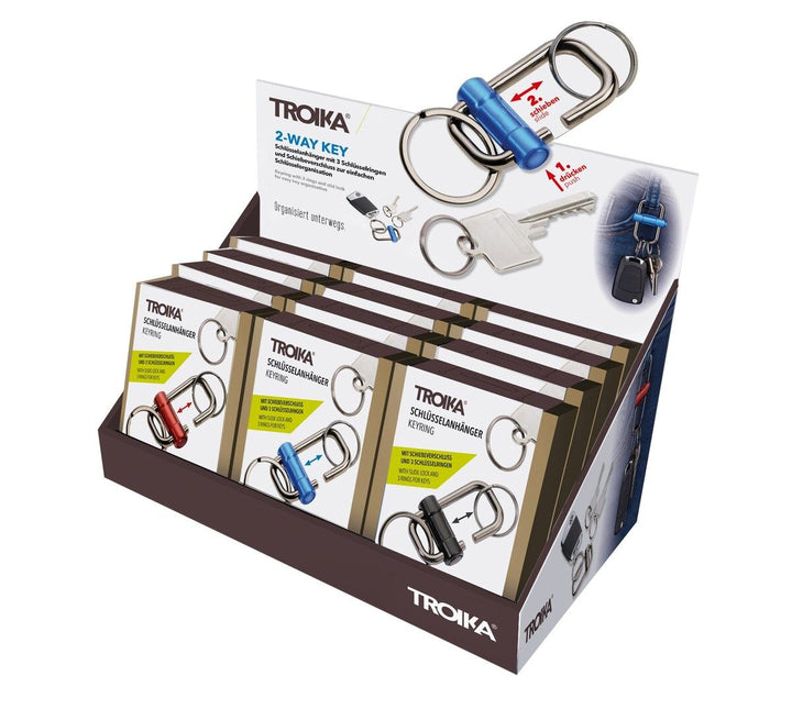 Troika Cardboard Counter Display with Twelve Item KR22-09 Two-Way Keychains Assorted Colors