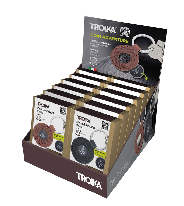 Troika Cardboard Counter Display with Twelve Item KR23-05 Shopping Cart Coin Holder Keyring Assorted