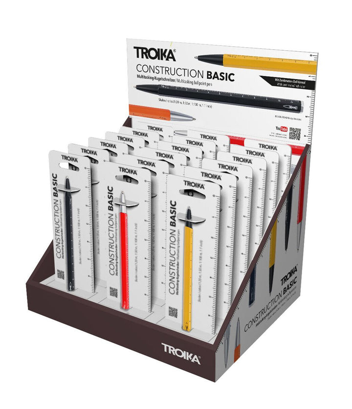 Troika Cardboard Counter Display with Eighteen Item PES40 Construction Basic Ballpoint Assorted