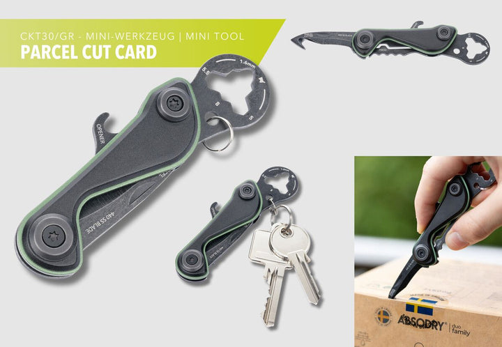 Troika Parcel Cut & Cart Pocket Multi-Tool With Safety Parcel Knife Stone Wash-Green