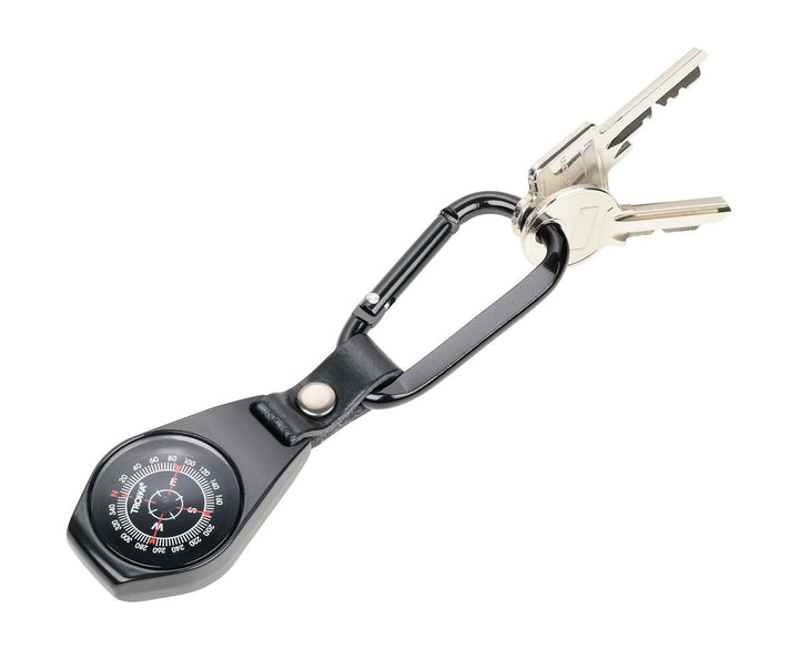 Troika NORD-OST, Pocket Compass with Carabiner and Leather Loop