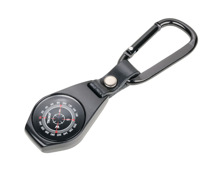 Troika NORD-OST, Pocket Compass with Carabiner and Leather Loop