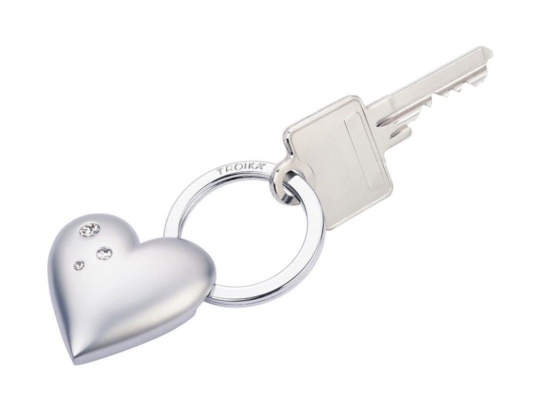 Troika Girl's Best Friend 3D Heart Key Ring with Swarovski Crystals Mat Silver