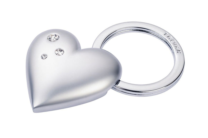 Troika Girl's Best Friend 3D Heart Key Ring with Swarovski Crystals Mat Silver