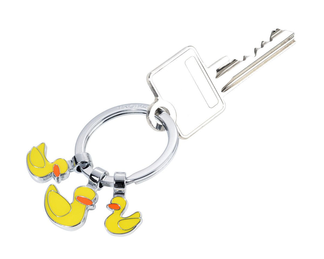 Troika Three Yellow Duckies Charm Keychain