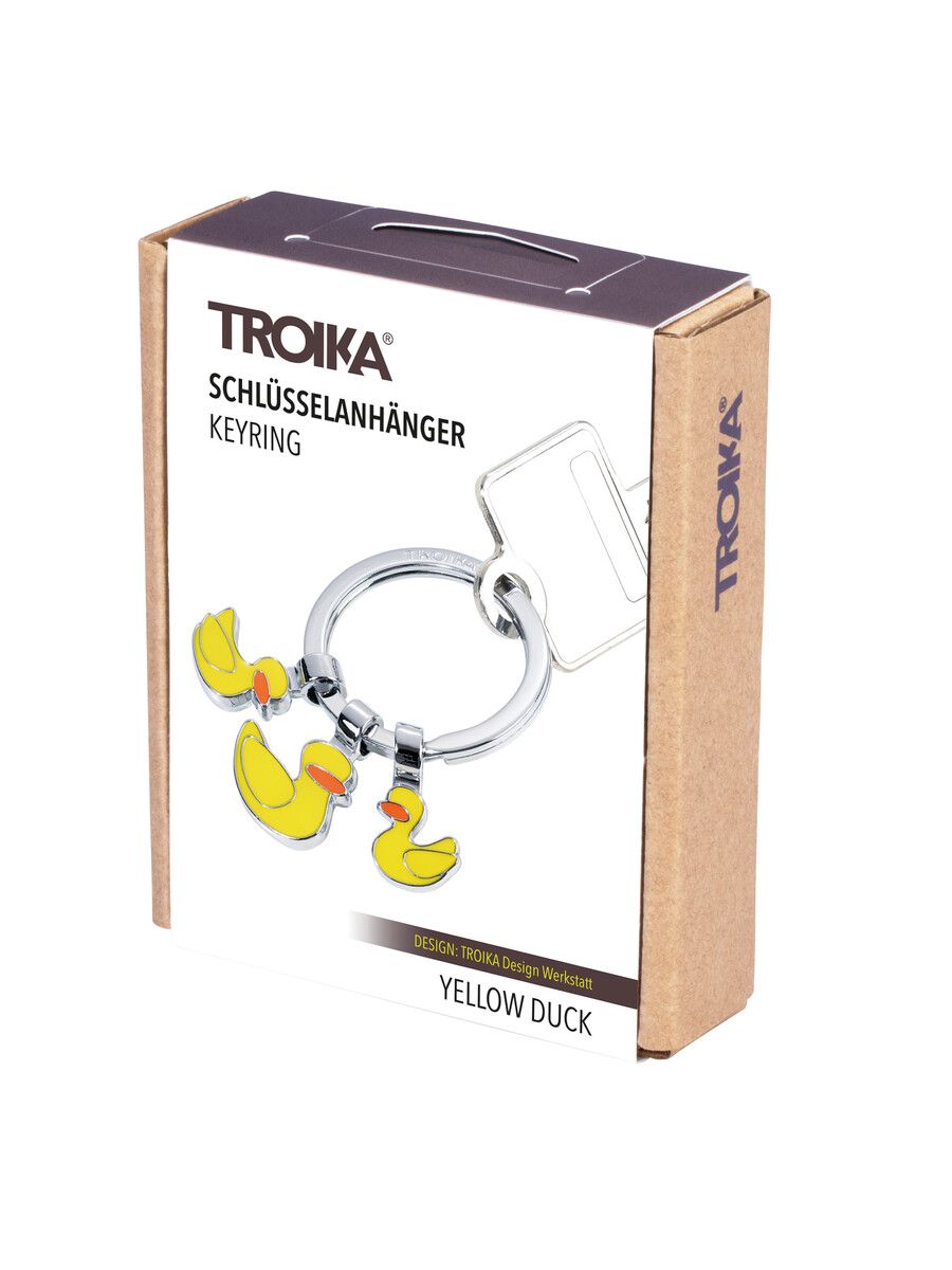 Troika Three Yellow Duckies Charm Keychain