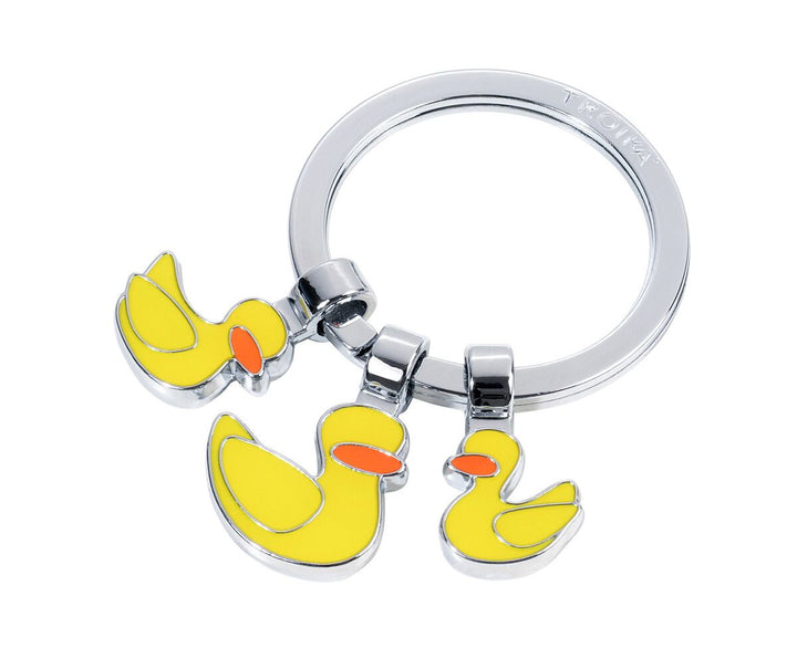 Troika Three Yellow Duckies Charm Keychain