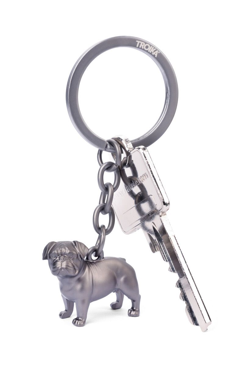 Troika BUDDY KeyChain with 3D Pug Dog Charm